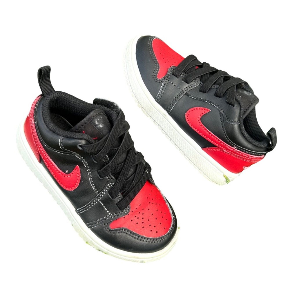 Nike Jordan 1 Low Alt Bred Toddler Athletic Shoes Size 11 Black Red White
